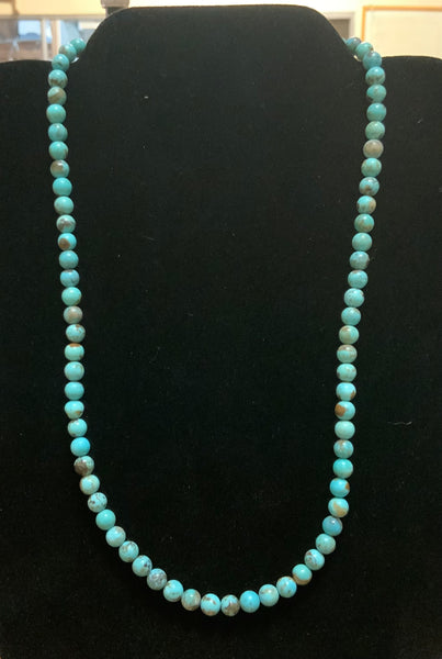 Genuine Natural Kingman turquoise with sterling silver beads and clasps in 5mm  rounded bead. A.S.   CAMP-5