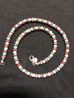 Natural turquoise round bead and Spiney oyster shell disc necklace in 18” length.  Sterling silver lobster claw clasp FREE SHIPPING IN THE CONTINENTAL USA.