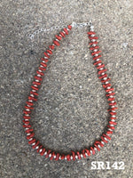Genuine Italian Red Coral and sterling silver choker necklace made in USA.  SR142 FREE SHIPPING IN THE CONTINENTAL USA.