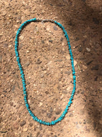 Genuine Campitos Turquoise With sterling silver beads and clasp.  20” by A.S.  AS-607 FREE SHIPPING IN THE CONTINENTAL USA.