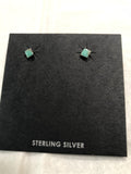 Genuine Turquoise square sterling silver mini posts earrings. PS17