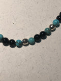 Genuine Turquoise, Black Onyx, and sterling silver in an adjustable length choker necklace.  SR134
