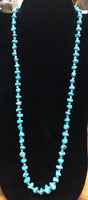 Persian style natural turquoise necklace, 27”, sterling silver beads. A.S.  PER02 FREE SHIPPING IN THE CONTINENTAL USA.