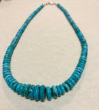 Natural Turquoise graduated bead necklace with sterling silver. 18”  JK8