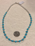 Genuine Kingman Turquoise mini nuggets with 4mm sterling silver beads in a 15” necklace/choker. SR117