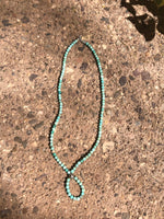 Genuine Turquoise Buddha loop necklace with sterling silver beads and clasp.  21” by A.S.AS 600 FREE SHIPPING IN THE CONTINENTAL USA.