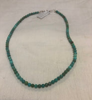 Genuine Turquoise 5mm stone bead and sterling silver necklace, 18” - 20” long  SR109 FREE SHIPPING IN THE CONTINENTAL USA.