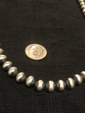 Navajo Pearl Style oxidized sterling silver beads in 7mm and 24” long.  JK23
