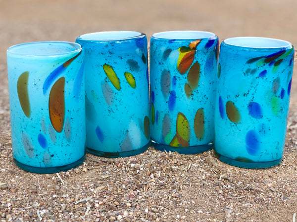 Water Glasses Handblown in PINCH colorful OCEAN style