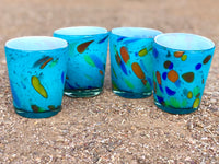 Rocks or Old Fashion glasses hand blown in Ocean style