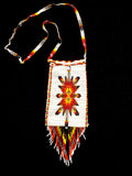 White glass bead Shoulder bag in native design