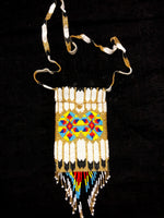 White glass bead handcrafted shoulder bag
