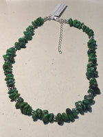 Genuine Dark Green Turquoise and sterling in an adjustable 14-16” length. SR143