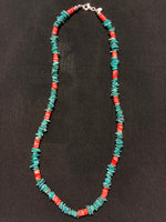 Genuine Natural Turquoise wafers with genuine Spiney Oyster Shell 23” A.S.