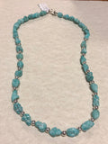 Campitos turquoise in a matte finish with sterling silver fashioned into a 20” necklace.  SR115 FREE SHIPPING IN THE CONTINENTAL USA.