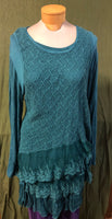 2 piece set of garment dye teal vest and blouse