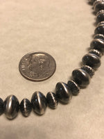Navajo Pearl style necklace in sterling silver in a 22” length. Made in USA. SR155