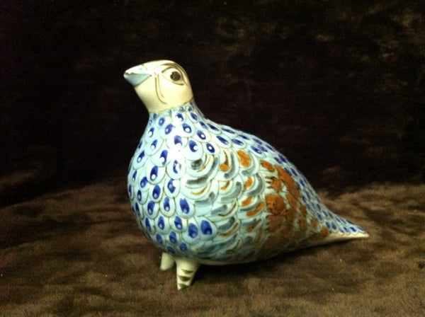 Pea hen in stoneware pottery by Ken Edwards