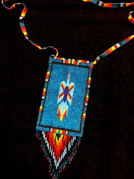 Glass bead shoulder bag in native design