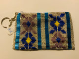 Coin purse with key ring made with Guatemalan handcrafted glass beads B2, B3, B4.