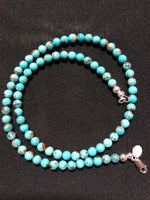 Genuine Natural Kingman turquoise with sterling silver beads and clasps in 5mm rounded bead.
