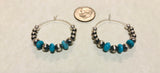 Sterling silver earrings handcrafted in Tucson using Arizona Turquoise 30mm hoop  JK6