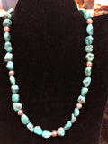 Natural color Campitos turquoise necklace, 20”, handcrafted by A.S.  EB12