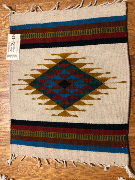 Zapotec handwoven wool mat approximately 15” x 20” ZP-124
