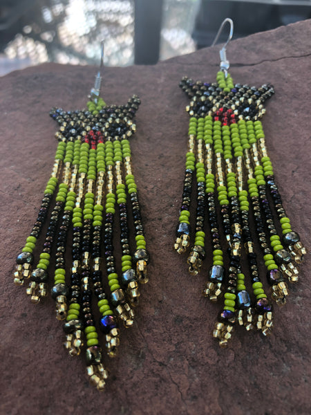 Guatemalan handcrafted seed beads earrings.