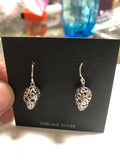 Sterling silver skull earrings. PS12