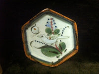 Hexagon shape tray with brown rim