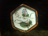 Hexagon shape tray with brown rim