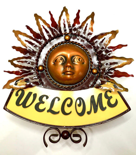 A sunburst that says WELCOME