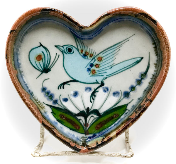 Ken Edwards Pottery heart tray in small size.  Brown trim