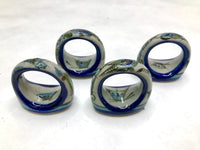 Napkin ring hand painted with butterfly and flowers