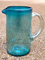 Hand Blown Straight Pitcher Turquoise