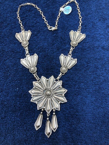 Navajo sunburst necklace in sterling silver