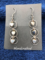 triple heart earrings in sterling silver