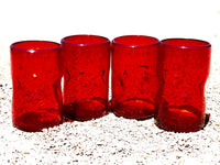 Water glasses hand blown in solid red in sets of 4+priced each