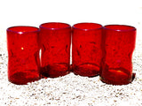Rocks or Old Fashion glasses hand blown in solid red glass