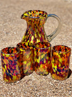 Rocks or Old Fashion glasses hand blown in colorful confetti style