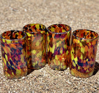 Rocks or Old Fashion glasses hand blown in colorful confetti style