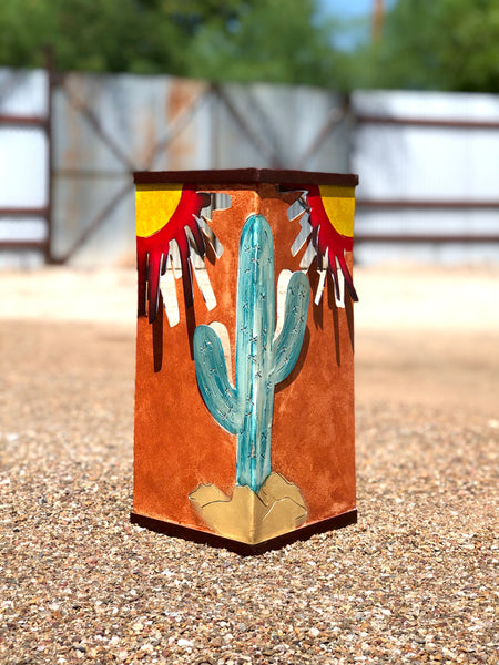 Handmade Cactus Metal Art candle holder or sconce.