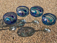 Margarita Hand Blown Blue Turquoise Clear Glasse