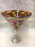Double Martini hand blown glass confetti style multi color.