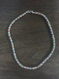 Natural turquoise round bead and Spiney oyster shell disc necklace in 18” length.  Sterling silver lobster claw clasp FREE SHIPPING IN THE CONTINENTAL USA.