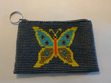 Guatemalan Pictoral handcrafted glass bead change purse with key ring.